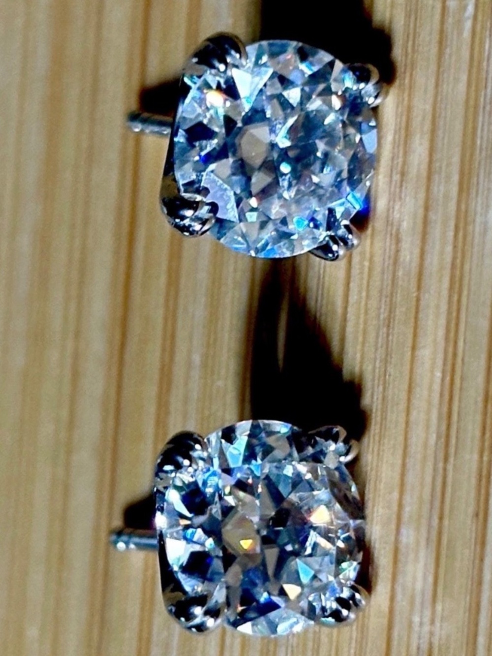 4ctw Old European Cut Moissanite studs in Argentium silver! Victorian charm! - Picture 7 of 16